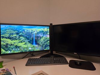 Dual 25" Dell Monitors with Adjustable Stand