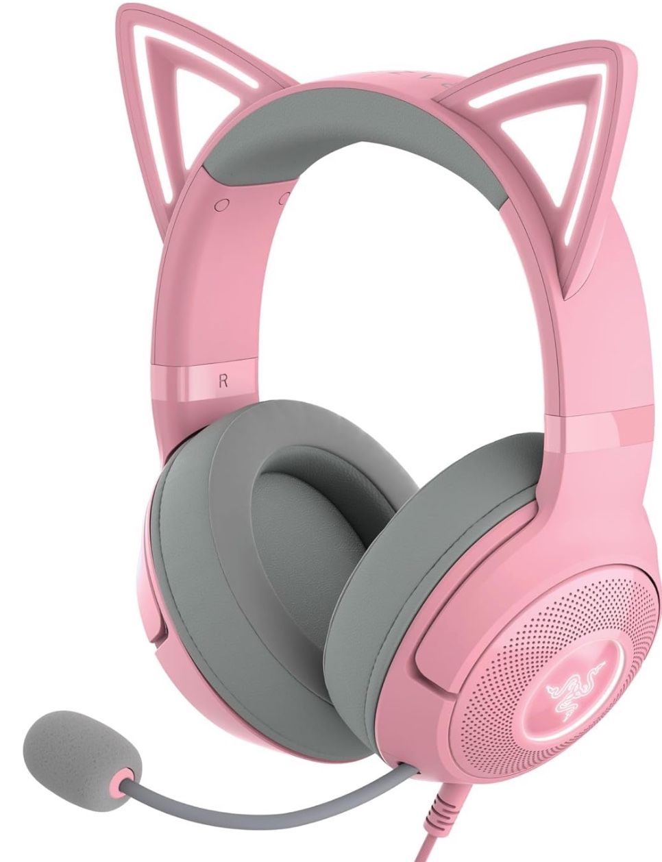 Razer Kraken Kitty V2 USB Wired RGB Headset: Chroma Kitty Ears - Stream Reactive Lighting - HyperClear Cardioid Mic - Triforce 40 mm Drivers - 7.1 Sur