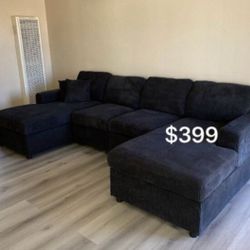 Stylish U-shaped Sectional Sofa Couch With 2 Accent Pillows Brand New 