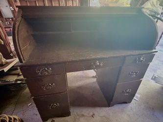 Antique Wood Roll Top Desk