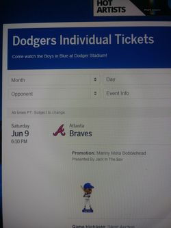 2x. Tonight'l game All you can eat tix. Bobble head night