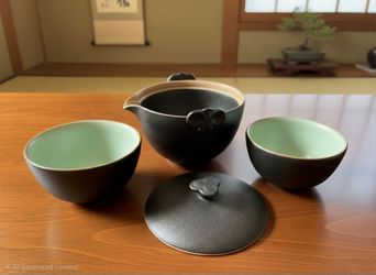 Edenus Travel Clay Teapot Set, clay teapot, teacups, protective storage case.