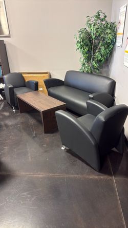Office couch, chairs, table