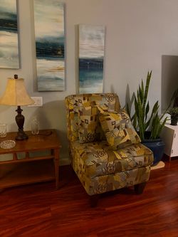 Upholstered Accent Chair with Throw Pillow