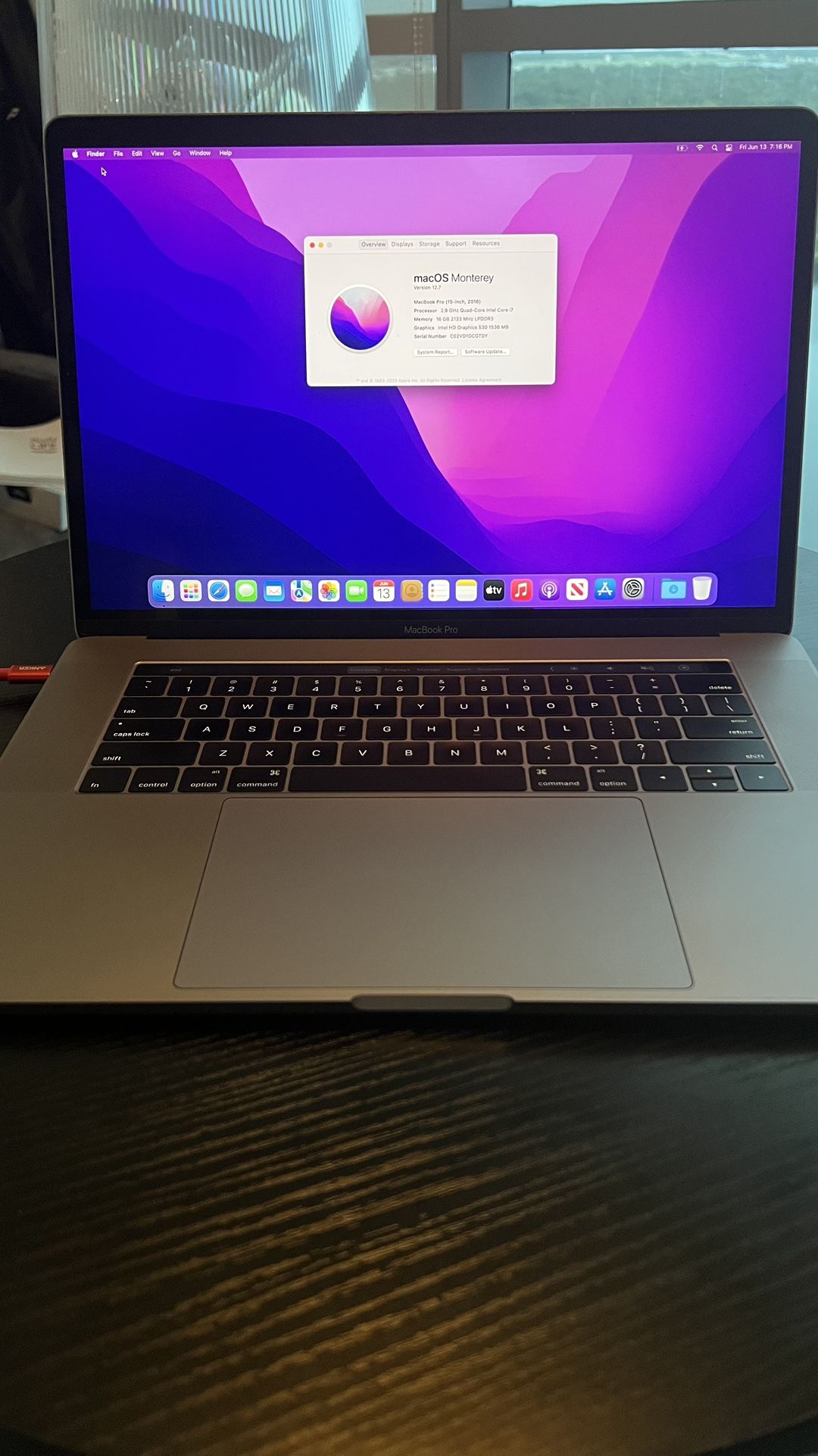 MacBook Pro 2016 15in Like New 16gb Ram 500gb Storage