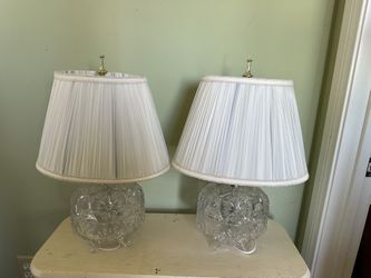 Beautiful Cut Glass And Brass  Table Lamps. A Pair. 