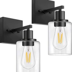 New In Box New in box Wall Sconces Set of 2Matte Black Vanity Lights,Modern Wall Light Fixtures Wall Mount Light with Clear Glass Farmhouse Wall Lamp 
