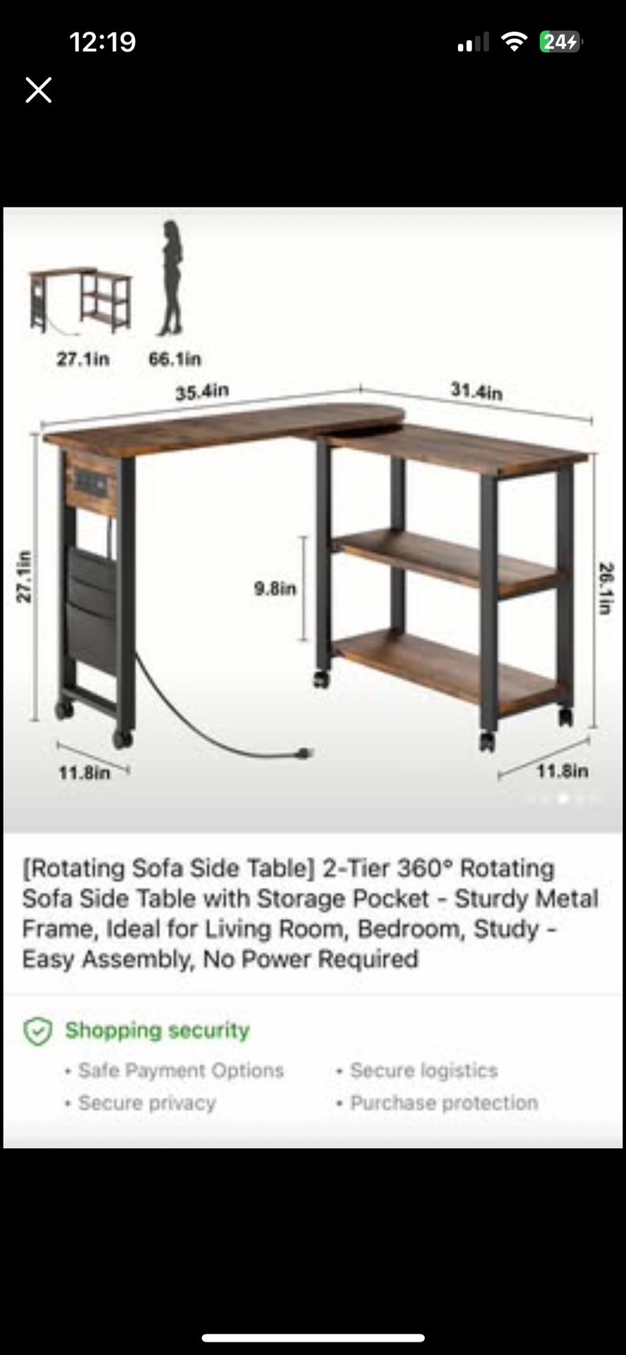 Rolling adjustable L-shaped table