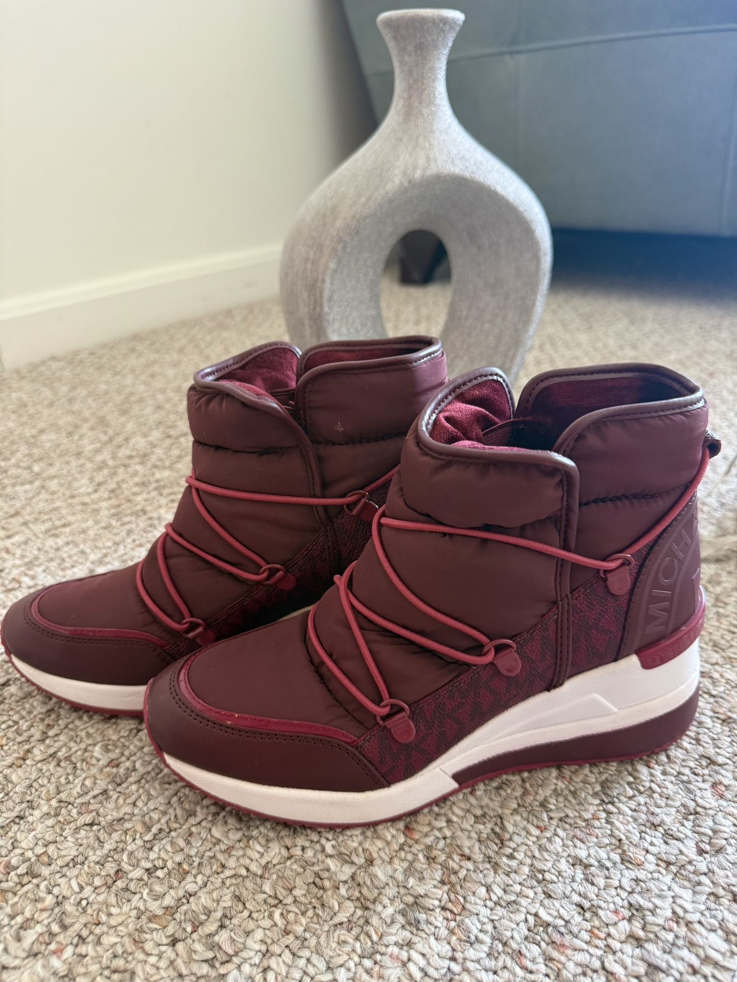 Stylish burgundy winter Michael Kors boots