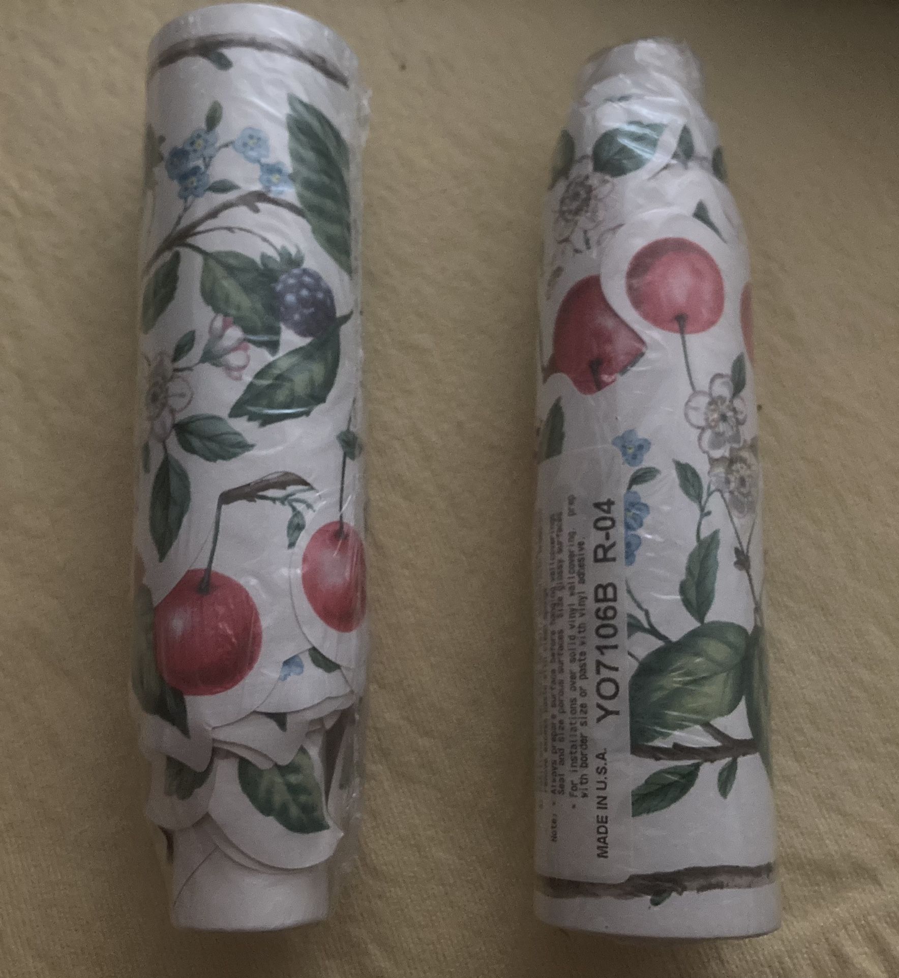 York (2) Wall Border Rolls, Fruit Theme, 5 Yards Each Roll