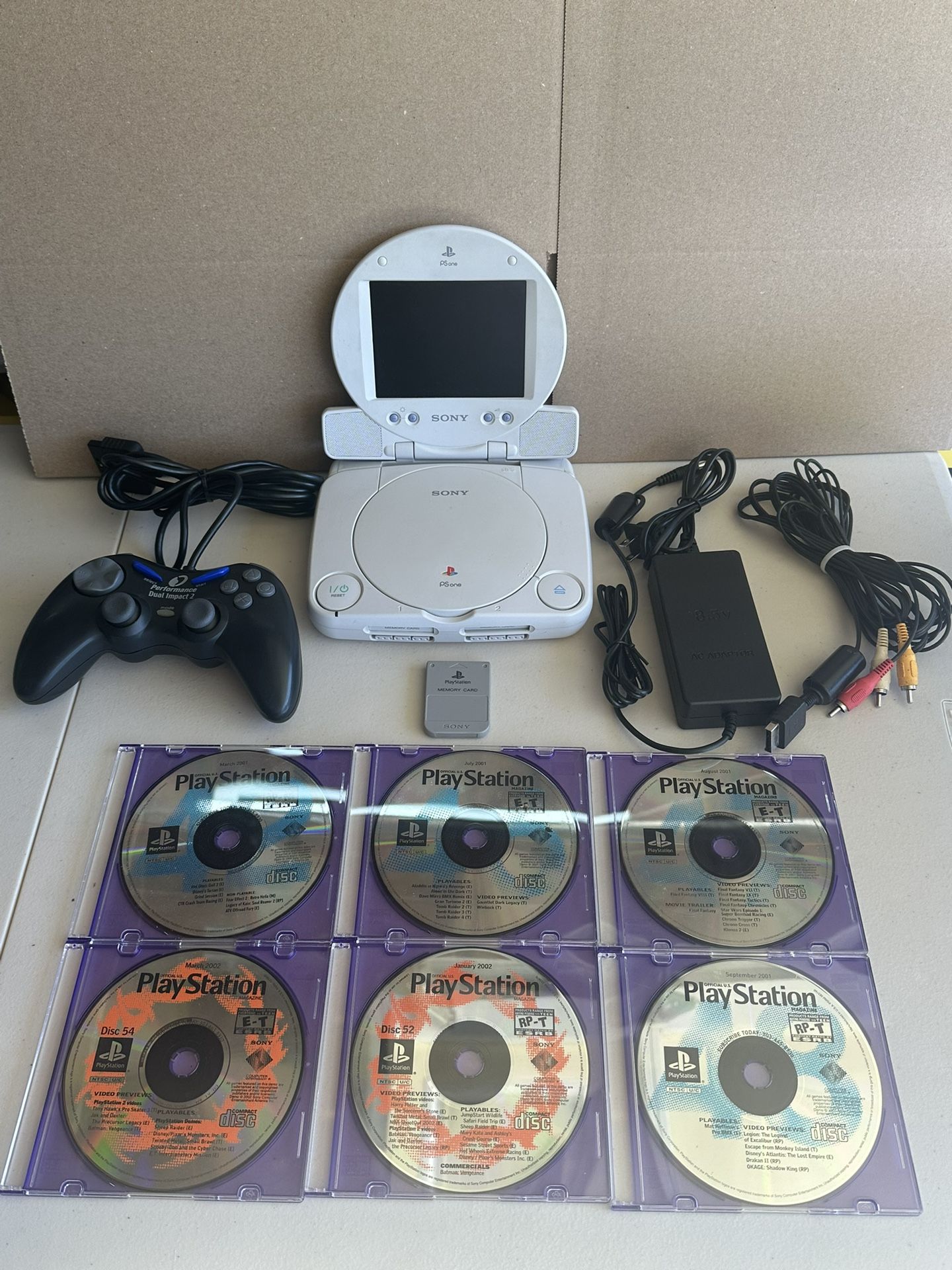 Sony PlayStation PS One PS1 w/ LCD Screen SCPH-101 w/ Controller, Cables, Games!