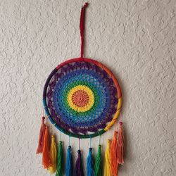 Handmade Rainbow Crochet Dream Catcher