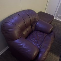 Leather Couch And Foot Holder