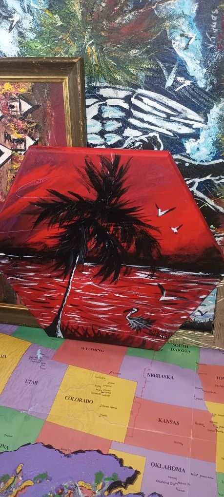 Red Silhouette Palm