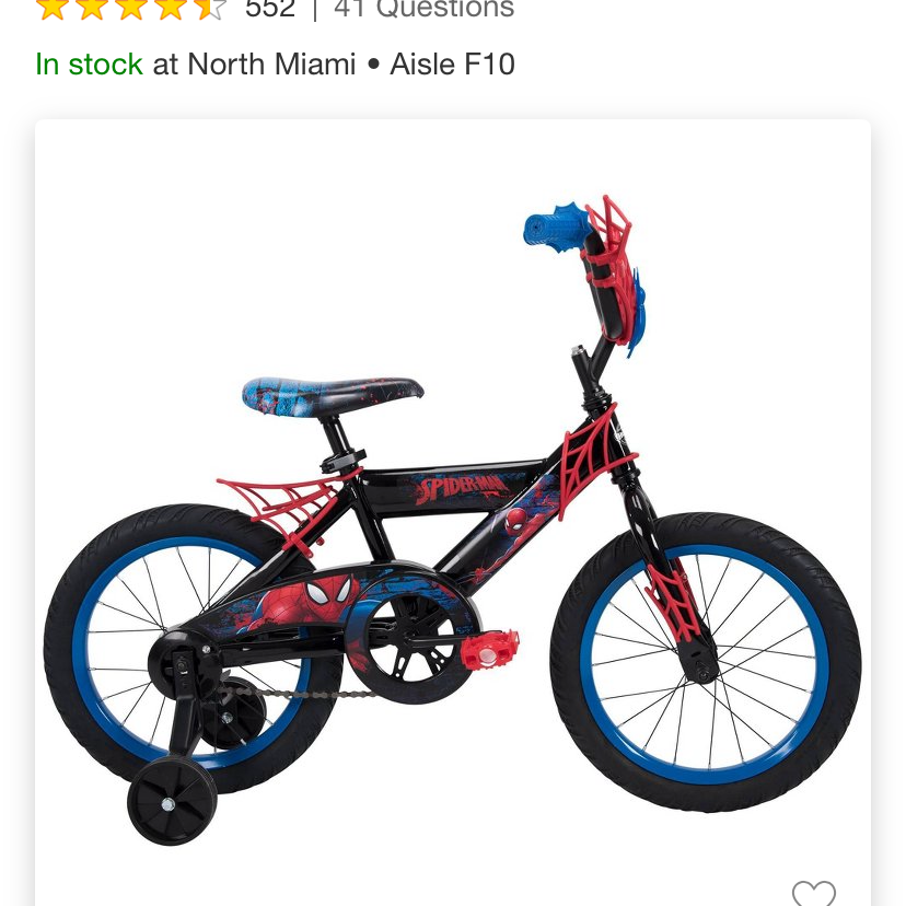 Spider-Man Kids Bicycle with Training Wheels