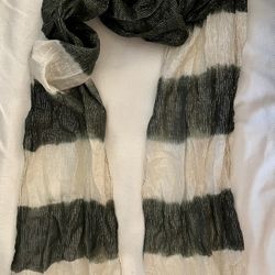 Striped Scarf - Cream, Charcoal And Black