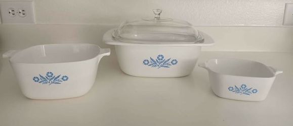 Vintage Corningware Blue Cornflower Dutch Oven & 2 Small Casserole Dishes ✨$50 For SET✨