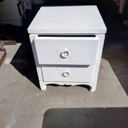 NightStand: White NightStand with 2 Drawers