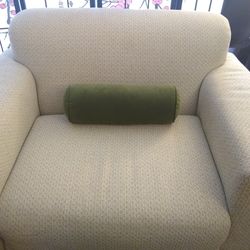 Bella Mid-Century Modern Cream Loveseat/Oversized Lounge Chair