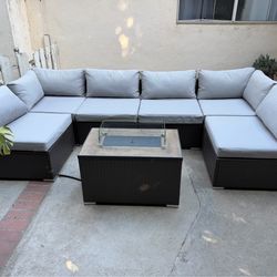 Marisa 8 Pieces Wicker/Rattan Sectional Seating Group with Cushion