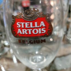 3 Stella Artois Belgium Beer Glasses New