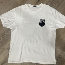 stussy 8 ball tee white size large
