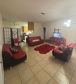 Three-Piece Red & Black Living Room Set