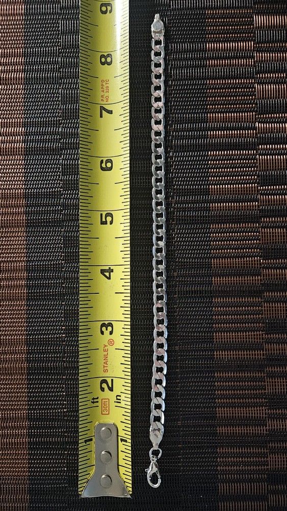 Mens Cuban Silver Bracelet 