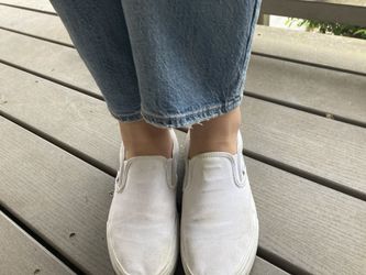 White vans slip ons cheap outfits