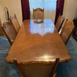 Dining Room Table Set With 6 Match Chairs 