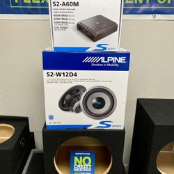 New 12” inch Alpine S2-Series 600 Watts RMS Subwoofer + Alpine 600 Watts RMS Monoblock Bass Amplifier + Speaker Box 🔊✅