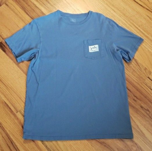 Southern Tide Blue Short Sleeve Tee- Game Fish Series Graphic Size: L