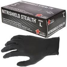 MCR 4 mil NitriShield™ Stealth™ Gloves Powder Free Disposable Nitrile Industrial Food Service Grade Textured Grip Black