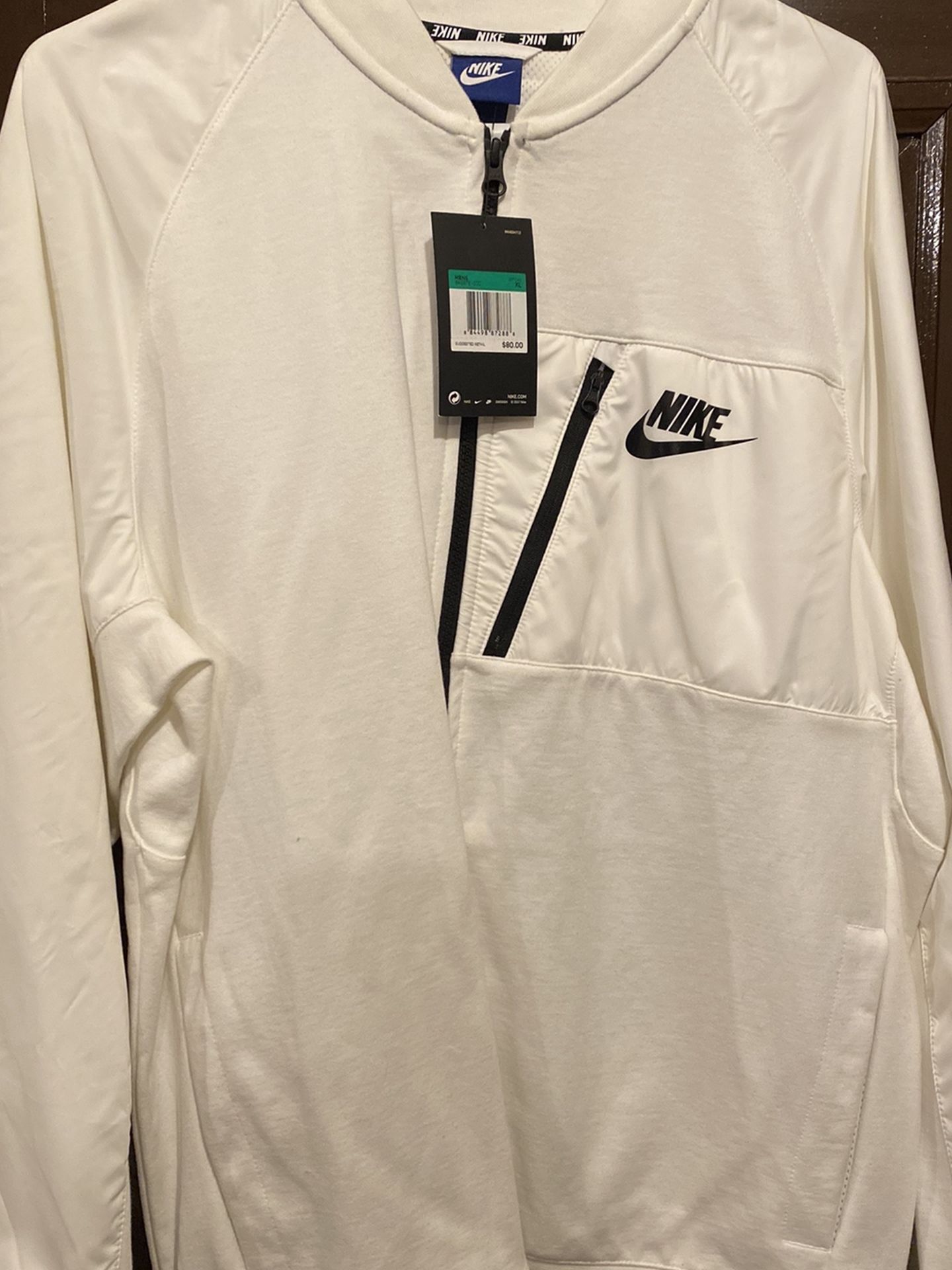 Nike AV15 Jersey Bomber Jacket In White 846878-100