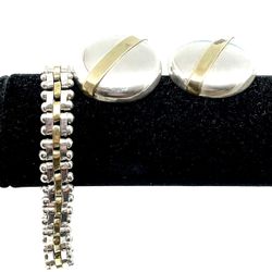 Sterling Taxco Laton Bracelet & Earrings 