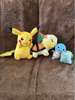 Pokémon Plush Bundle – Pikachu, Turtwig, Squirtle & Bulbasaur