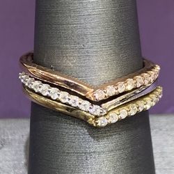 10K Tri-Color Gold Stackable Ring Set