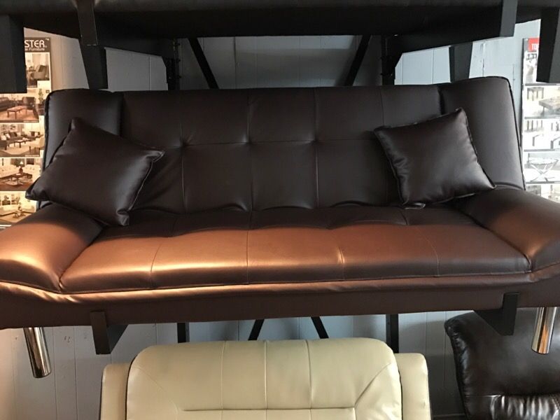 Brand-new leather futon