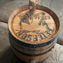 Vintage Hand Carved Whiskey Barrel
