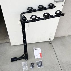 (NEW) $65 Tile Foldable 3-Bike Rack Mount Bicycle Carrier for 2” Hitch Trucks SUVs 110lbs Max 
