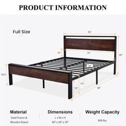 Special Offer Limited Stock 3 Days!14 Inch Full Size Metal Platform Bed Frame with Wooden Headboard and Footboard, Mattress Foundation