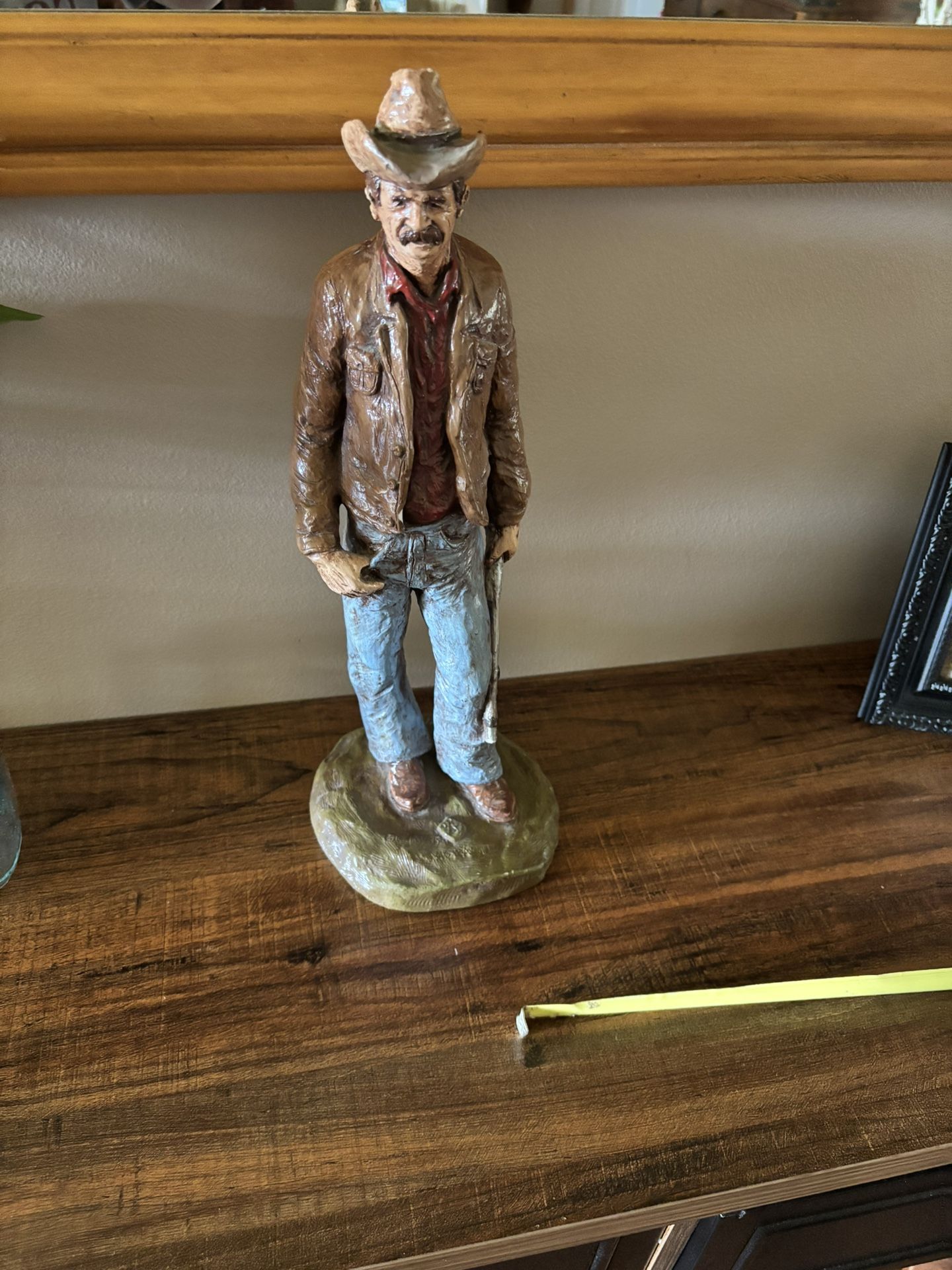 Hand painted cowboy sculpture