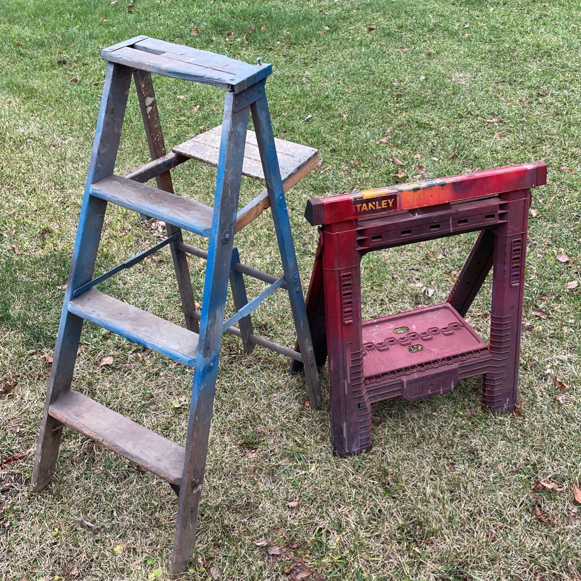 Stanley Saw Horse and Wooden Step Ladder