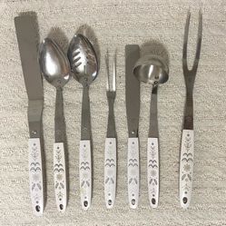 7 Vintage Kitchen Utensils - Flint Stainless Steel - Harvest Wheat Arrowhead