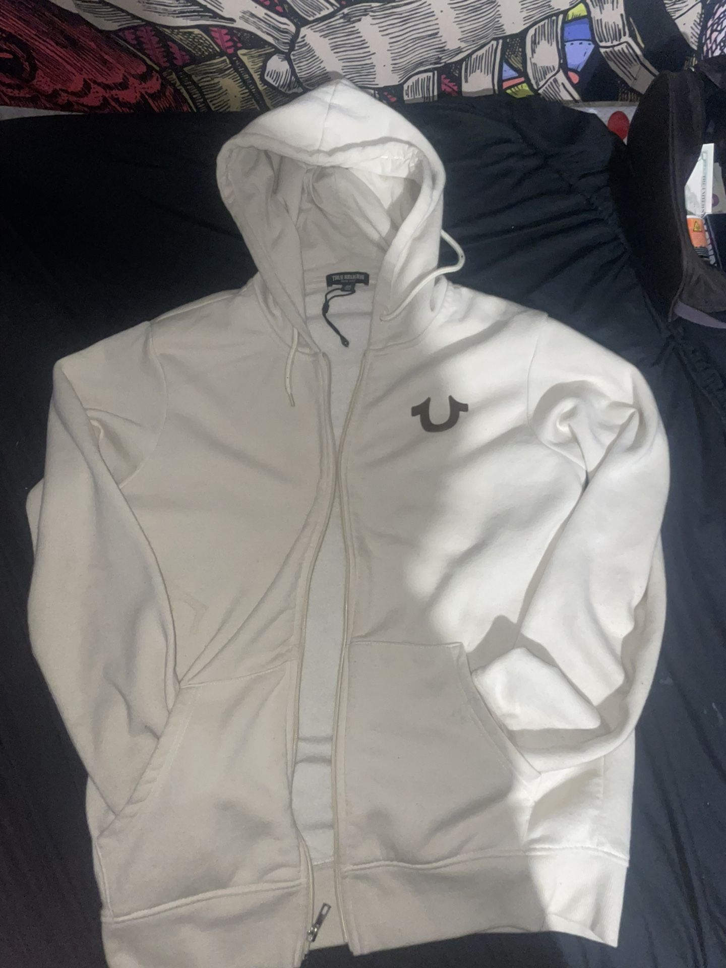 Cream True Religion Zip up hoodie