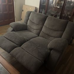 Gray Love Seat/Recliner