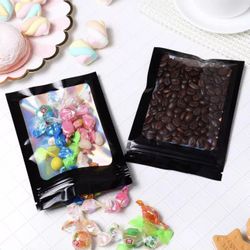 100 Pcs Black Holographic Bags Resealable Zip 4x6 IN