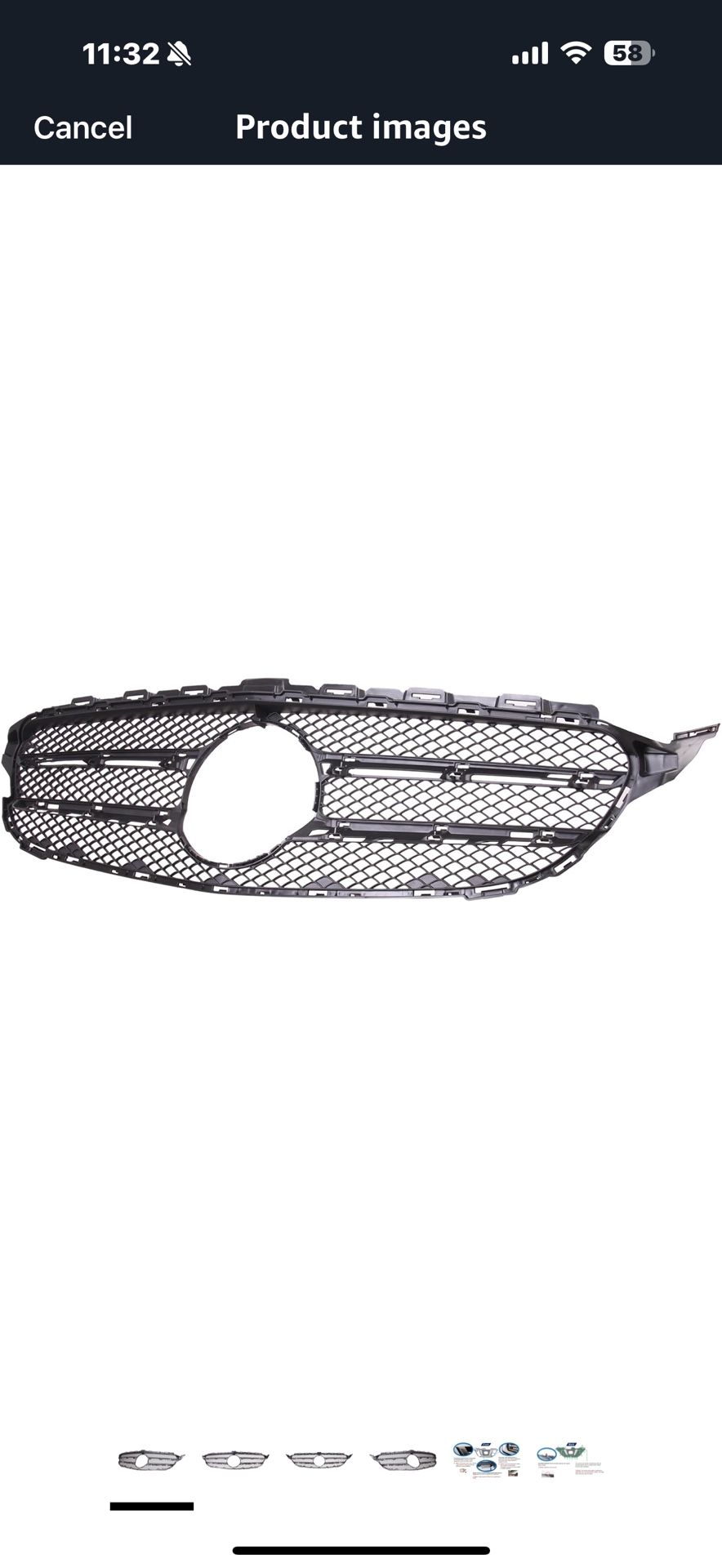 Front Grille Compatible with 2015-2018 Mercedes-Benz C-Class C300 C400 C43 C450 C63 w/o Luxury w/o Sport PKG w/o Front View Camera, PP Replacement for