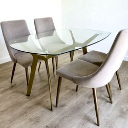 Studio Designs Dining table and chairs - Grey w/ Brass legs