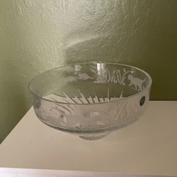 Lenox Crystal Bowl Etched Cats